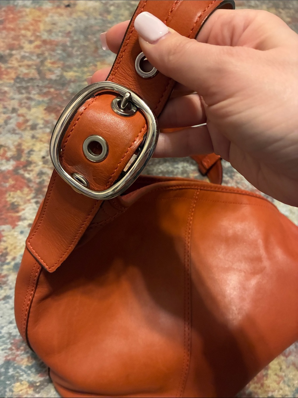 Coach F13353 MEDIUM Vintage Bleecker Rust Orange Leather Bucket Bag - Picture 5 of 10
